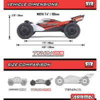 Arrma 1/18 TYPHON GROM MEGA 380 Brushed 4X4 Buggy RTR with Battery & Charger, Red/White