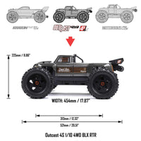 Arrma Outcast 4S V2 BLX Brushless RTR 1/10 Stunt Truck (Gunmetal) w/SLT3