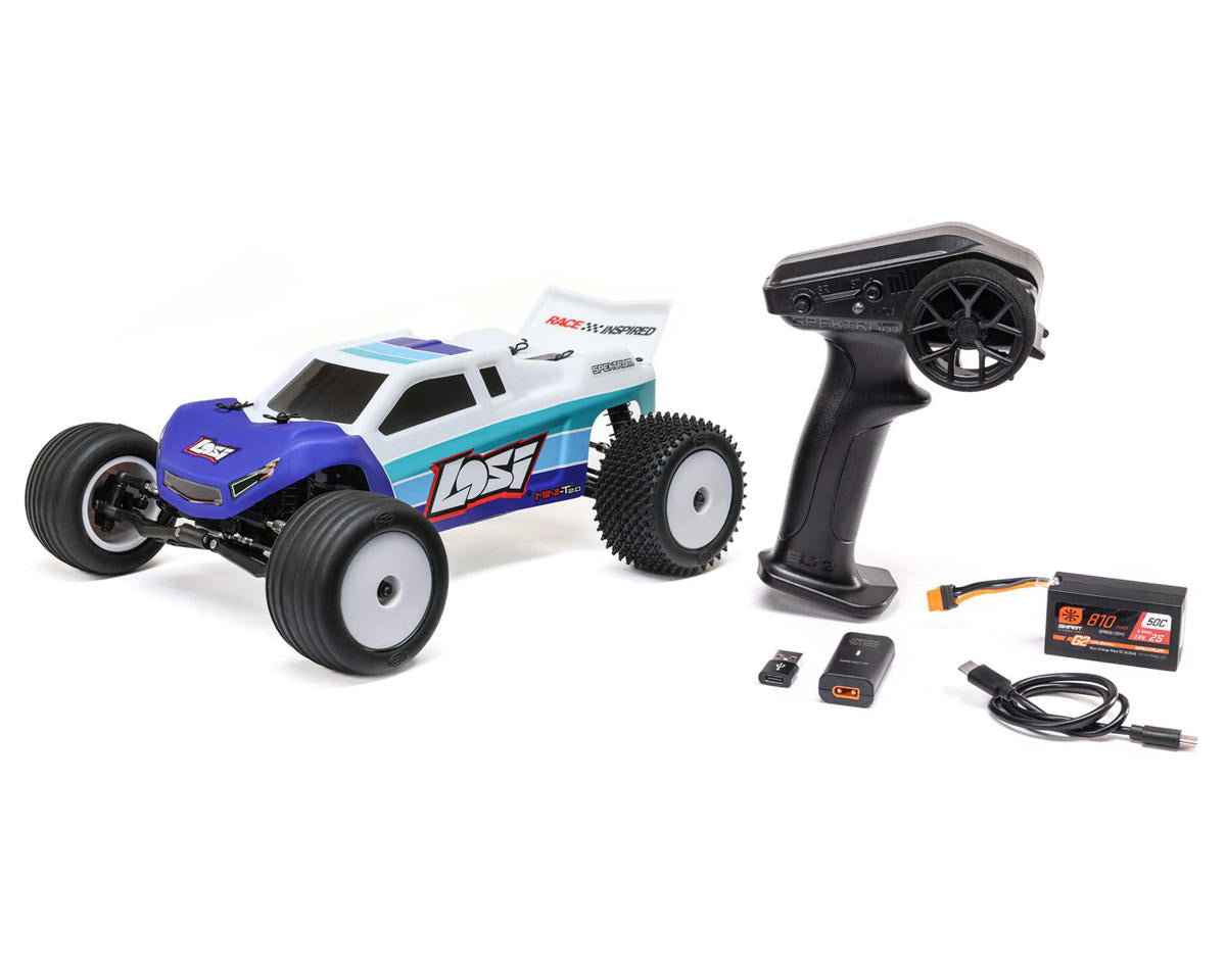 Losi Mini-T 2.0 V2 1/18 RTR 2WD Brushless Stadium Truck (Blue)| HackFab ...