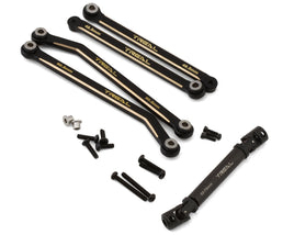 Treal Hobby FCX24 Brass Extended Rear Suspension Link Set (Black) (+12mm) w/Steel Driveshaft