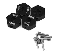 Treal Hobby Losi Mini LMT Aluminum 12mm Wheel Hex Adaptors (Black) (4) (6mm Offset)