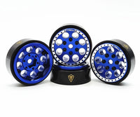 Treal 1.0 Beadlock Wheels(4P-Set) for Axial SCX24 1/24 Crawler Brass Ring Weighted 22g - Blue