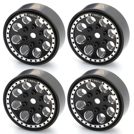 Treal 1.0 Beadlock Wheels (4P-Set) for Axial SCX24 1/24 Crawler Brass Ring Weighted 22g - Black