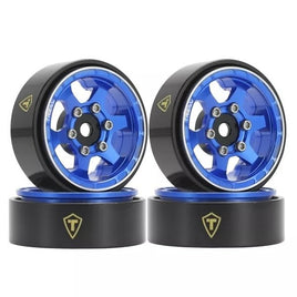 Treal SCX24 Wheels 1.0" Beadlock Wheels (4P) Scale-Look Concave Six Spoke Rim Crawler Wheels for Axial SCX24 -Type D - Blue