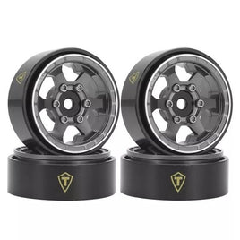 Treal SCX24 Wheels 1.0" Beadlock Wheels (4P) Scale-Look Concave Six Spoke Rim Crawler Wheels for Axial SCX24 -Type D