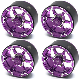 Treal 1.9 Beadlock Wheels 1.9 inch Wheels (4P) CNC Machined for 1:10 RC Crawlers Axial SCX10 III TRX4 Redcat Gen8 - Purple