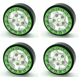 Treal 1.0 Beadlock Wheels(4P-Set) for Axial SCX24 with Brass Rings Weighted 22.4g-B Type - Green-Black