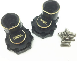 Treal Brass Rear Inner Portal Cover Housing and Portal Drive Axle Mounts (2) pcs Blacken for Traxxas TRX-4/TRX-6