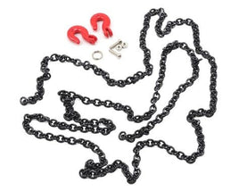 Yeah Racing 96cm 1/10 Crawler Scale Steel Chain Accessory w/ Red Hooks (Black)