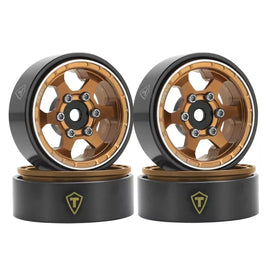 Treal SCX24 Wheels 1.0" Beadlock Wheels (4P) Scale-Look Concave Six Spoke Rim Crawler Wheels for Axial SCX24 -Type D - Bronze