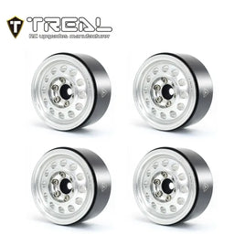 Treal Metal 1.9 Beadlock Wheel Rims 4pcs Vintage Design Wheel Hub for Wagon Wheel 1:10 RC Crawler -Type I - Silver