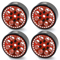 Treal 1.0 Beadlock Wheels (4P-Set) for Axial SCX24 1/24 Crawler Aluminum CNC Machined 11.2g - Red