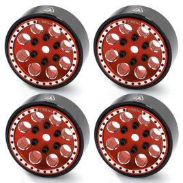 Treal 1.0 Beadlock Wheels (4P-Set) for Axial SCX24 1/24 Crawler Aluminum CNC Machined 11.2g - Red