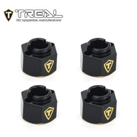 TREAL Brass Wheel Hubs 7mm*6mm Hex, 1g/pc (4pcs) for 1/18 TRX-4M Defender and Bronco (Black)