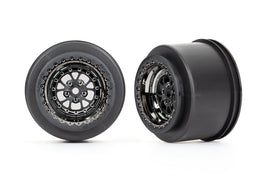 Traxxas Weld 2.2/3.0 Drag Racing Rear Wheels w/12mm Hex (Black Chrome) (2)