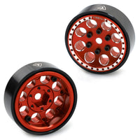 Treal 1.0 Beadlock Wheels (4P-Set) for Axial SCX24 1/24 Crawler Aluminum CNC Machined 11.2g - Red