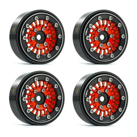 TREAL SCX24 Wheels 1.0'' Beadlock Wheels(4P) for 1/24 Micro RC SCX24 Bronco Gladiator C10 Deadbolt -Type C - Red