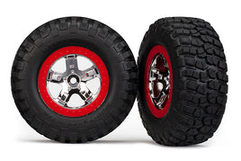 Traxxas Pre-Mounted BFGoodrich KM2 Tire w/Chrome Wheel (2) (Front) (Chrome/Red)