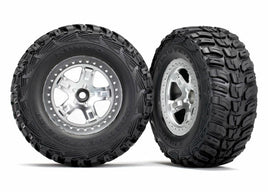 Traxxas 5881X Kumho Venture MT Tire w/SCT Front Wheel (2) (Satin Chrome) Beadlock Style Wheels (2WD Front) Slash