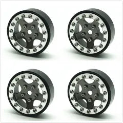 Treal 1.0 Beadlock Wheels(4P-Set) for Axial SCX24 with Brass Rings Weighted 22.4g-B Type - Silver-Grey