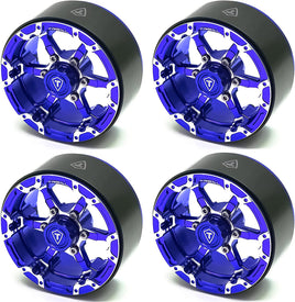 Treal 1.9 Beadlock Wheels 1.9 inch Wheels (4P) CNC Machined for 1:10 RC Crawlers Axial SCX10 III TRX4 Redcat Gen8 - Blue