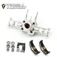 TREAL Aluminum 7075 Front Axle Housing w Brass C hubs Upgrades for 1/18 TRX4M Defender Bronco - Silver