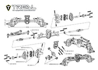 TREAL SCX24 Front Portal Axles Complete Kit CVD shaft,Aluminum 7075 CNC Machined Axle Housing for Axial 1/24 SCX24 - Black