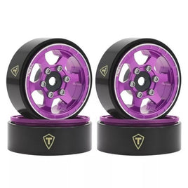 Treal SCX24 Wheels 1.0" Beadlock Wheels (4P) Scale-Look Concave Six Spoke Rim Crawler Wheels for Axial SCX24 -Type D - Purple