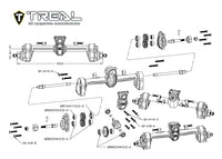 TREAL SCX24 Rear Portal Axles Complete Kit, Aluminum 7075 CNC Machined Axle Housing for Axial 1/24 SCX24 - Black