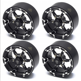 Treal 1.9 Beadlock Wheels 1.9 inch Wheels (4P) CNC Machined for 1:10 RC Crawlers Axial SCX10 III TRX4 Redcat Gen8 - Black