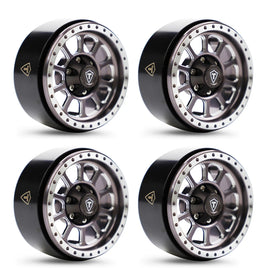 Treal 1.9 Beadlock Wheel Rims Heavy Duty CNC Aluminum 4pcs-Set for 1:10 RC Crawler TRX-4 Axial SCX10 II -Type C - Titanium