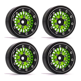 TREAL SCX24 Wheels 1.0'' Beadlock Wheels(4P) for 1/24 Micro RC SCX24 Bronco Gladiator C10 Deadbolt -Type C - Green