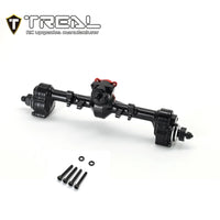 TREAL SCX24 Rear Portal Axles Complete Kit, Aluminum 7075 CNC Machined Axle Housing for Axial 1/24 SCX24 - Black