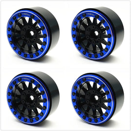 Treal 1.9 beadlock wheels (4P-Set) Alloy Crawler Wheels for 1:10 RC Scale Truck -Type D Black Blue