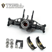 TREAL Aluminum 7075 Front Axle Housing w Brass C hubs Upgrades for 1/18 TRX4M Defender Bronco - Black